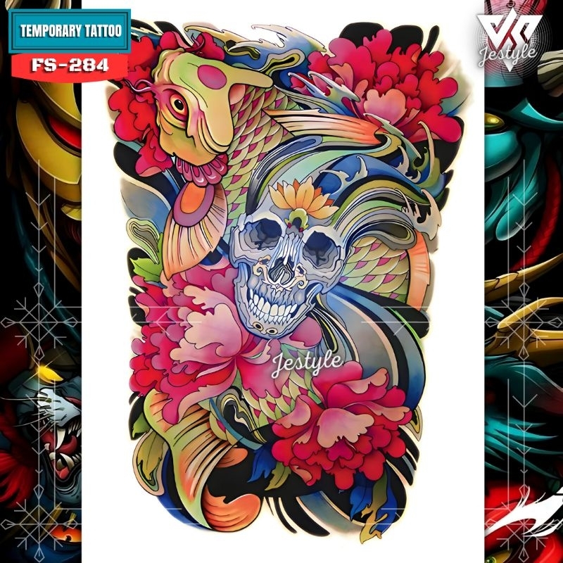 [FS-284] Tato Temporer Temporary Tattoo ikan koi