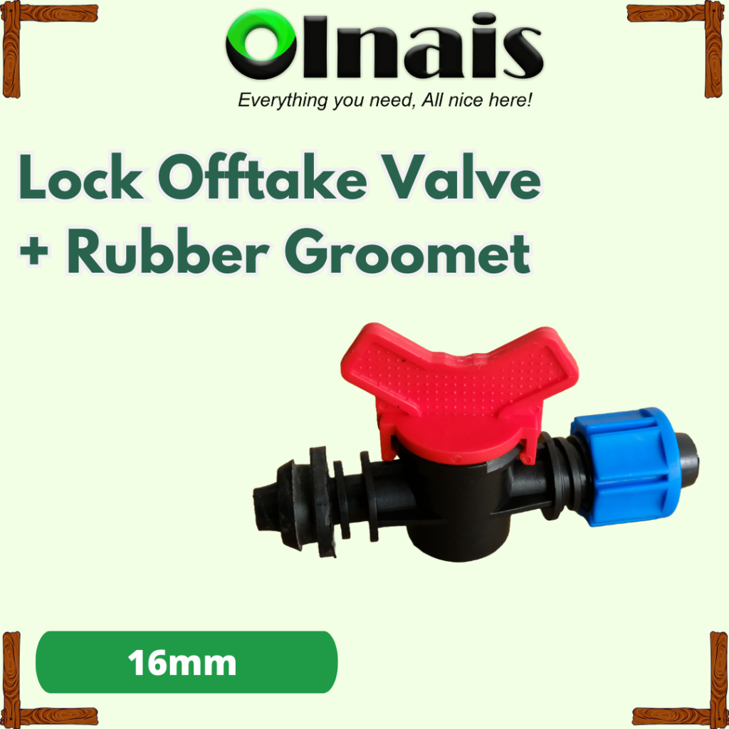 Valve Offtake + Groomet Rubber / Konektor selang drip 16mm keran kran selang drip kran selang kebun