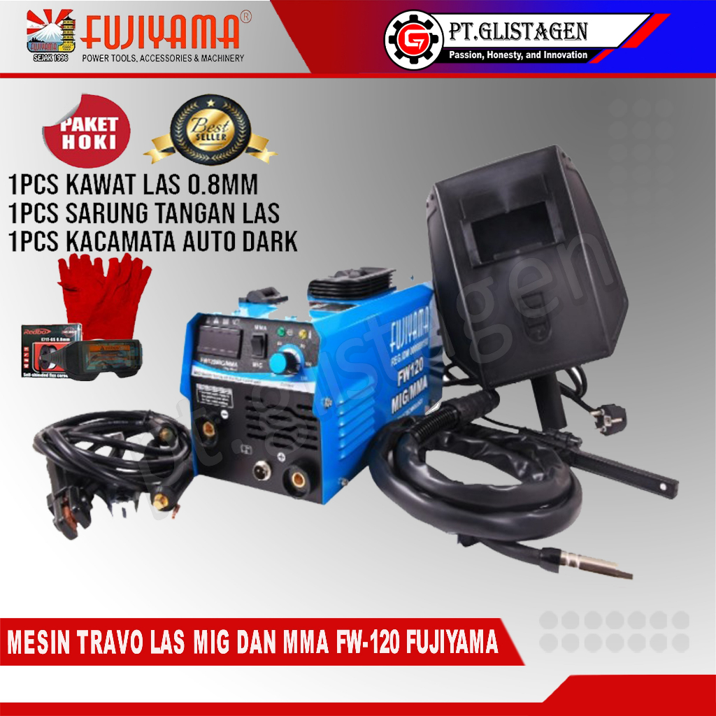 FUJIYAMA Mesin Las MIG FW 120 MIG CO Tanpa Gas Bisa MMA Dan Stainless