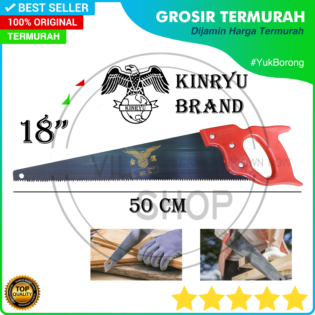 GERGAJI KAYU 18" KINRYU MURAH / GERGAJI TUKANG TANGAN MANUAL MERK KINZO KINRYU CAP KEPALA ELANG EAGL
