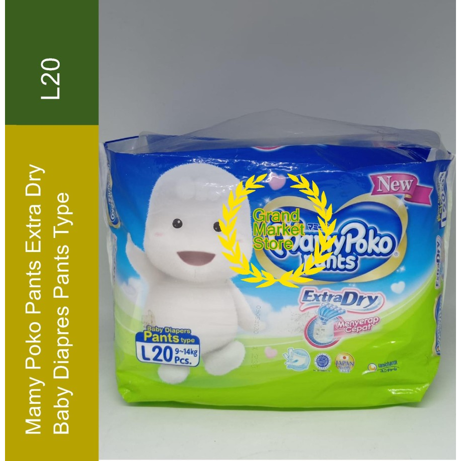 MamyPoko Pants Extra Dry L20 Popok Celana Sekali Pakai Mamy Poko L 20
