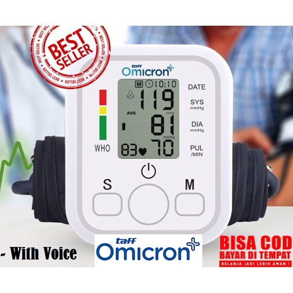 BIG SALE Alat Ukur Darah Tensimeter Digital Taff Omicron Pengukur Tekanan Darah Tensi Blood Pressure Monitor Electronic Sphygmomanometer PREMIUM