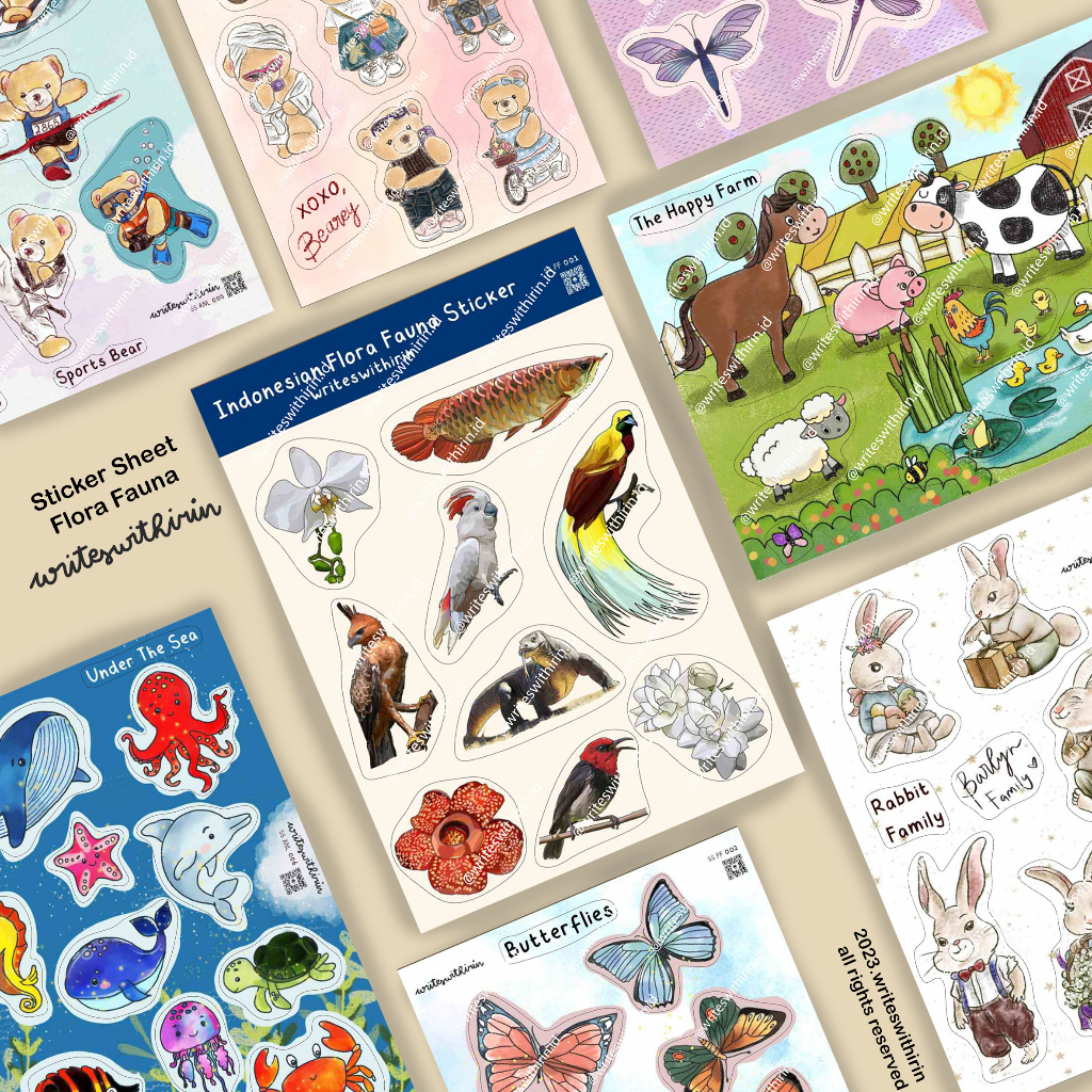

(writeswithirin) Flora Fauna Sticker Sheet/ Stiker anti air/ sticker laptop/ dekorasi/ bujo/ bullet journal aesthetic estetik