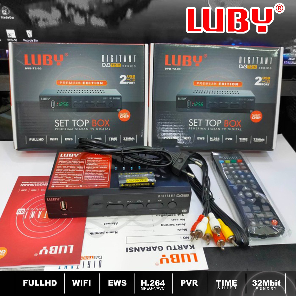 Luby DVB-T2-03 Set Top Box Receiver Tv Digital STB Full HD SNI Garansi Resmi 1 Tahun