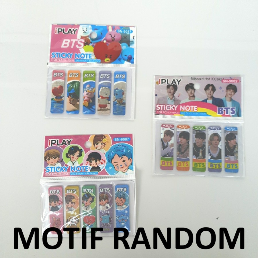 

Pembatas Buku Post It BTS BT21 Pembatas Buku Stiker Sticky Notes - 1 Pack Isi 100 Lembar