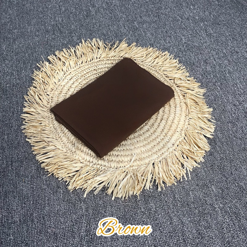 Pashmina Kaos Jersey II Hijab Jersey II Pashmina Mleyot Flowly-BROWN