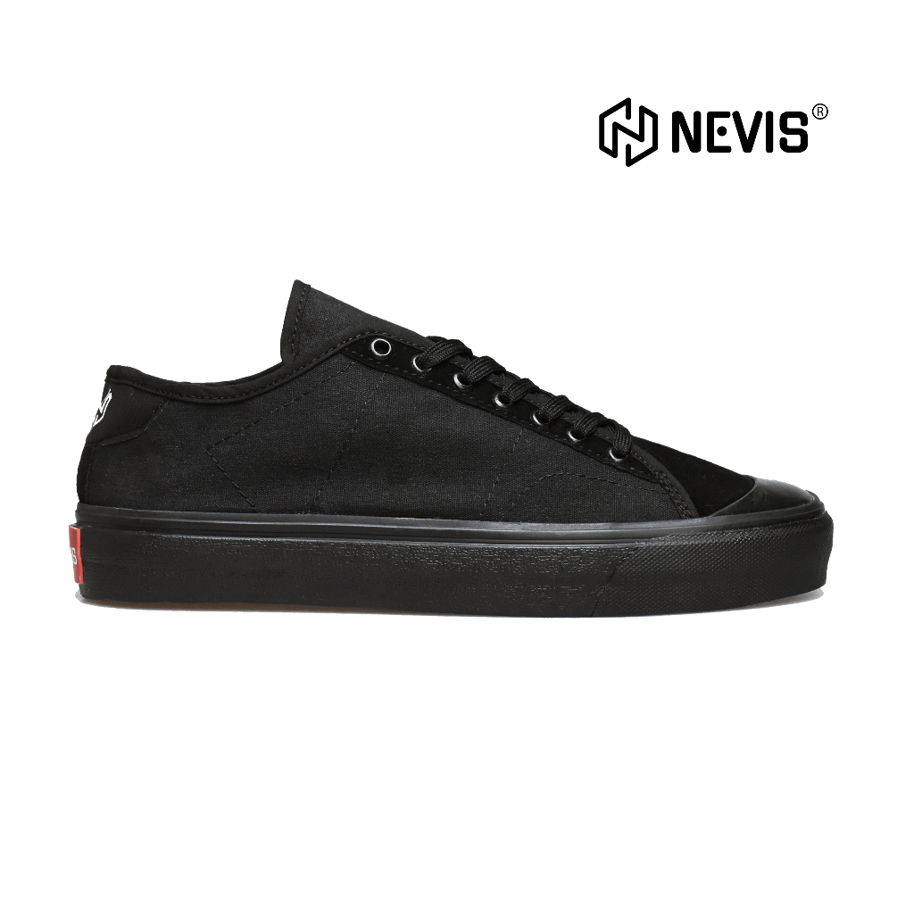 Sepatu Sneakers Casual Pria Wanita Nevis Boston Sepatu Kets Sekolah Full HItam Polos