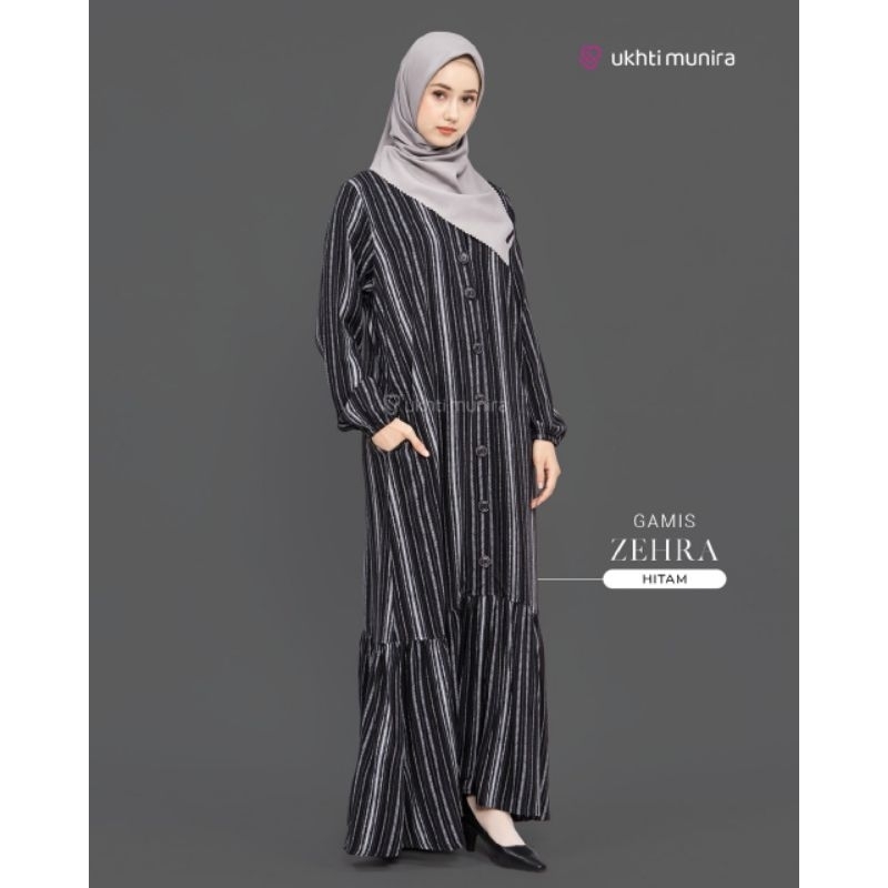 ZEHRA GAMIS TERBARU UKHTI MUNIRA DRESS KATUN TWILL PREMIUM MOTIF GARIS