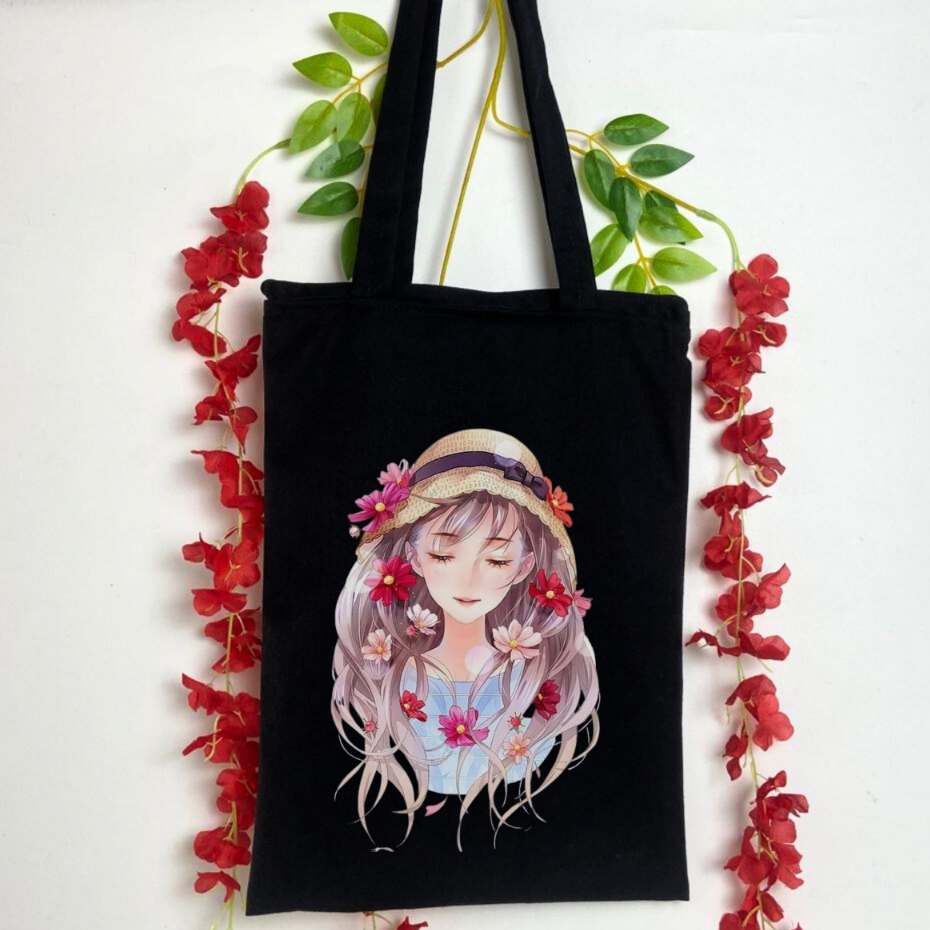 Totebag Kanvas Hitam Custom Tas Tote Bag Custom Premium Free Custom Desain
