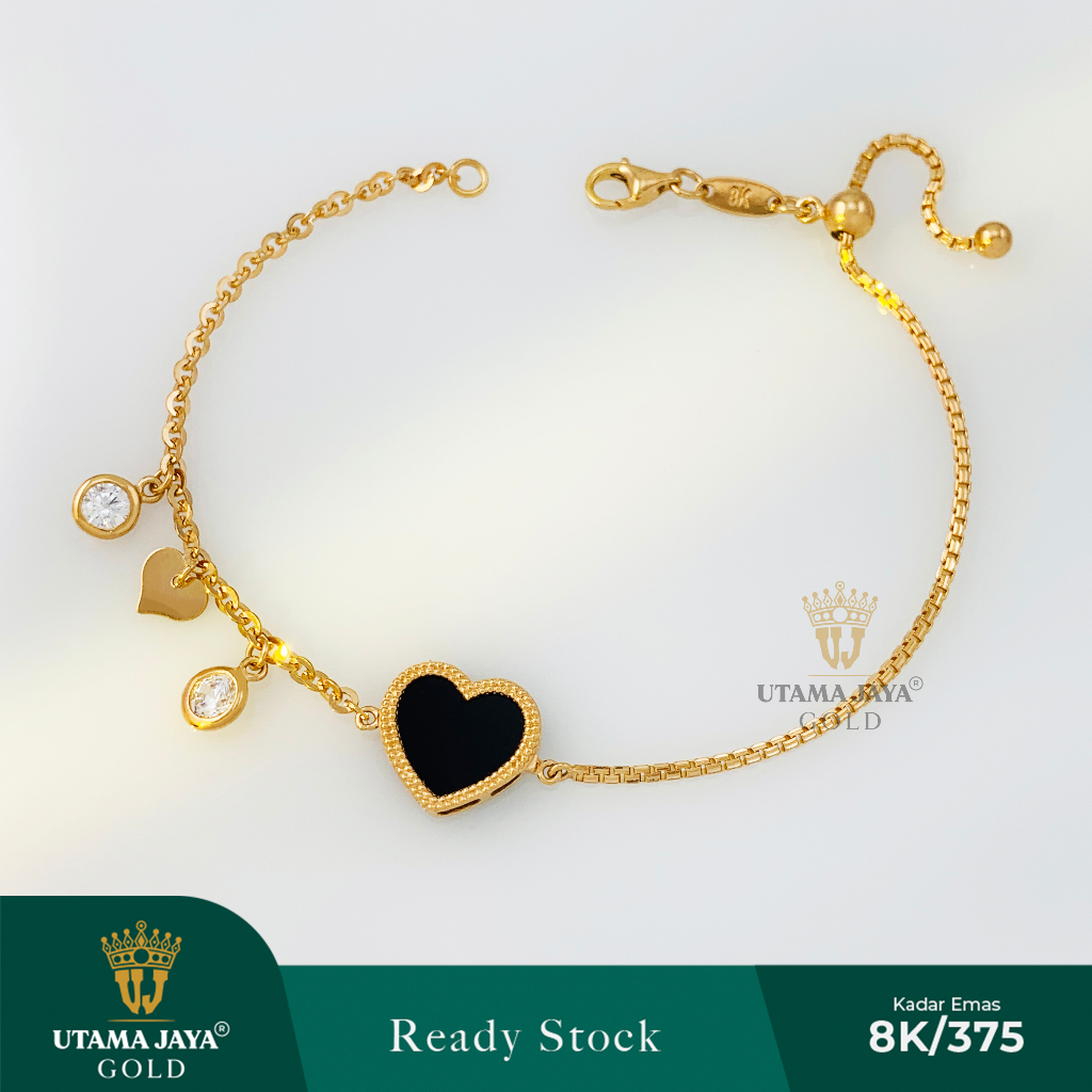 Gelang serut ½ rantai fancy + italy mainan love cat mata 375 / 8k