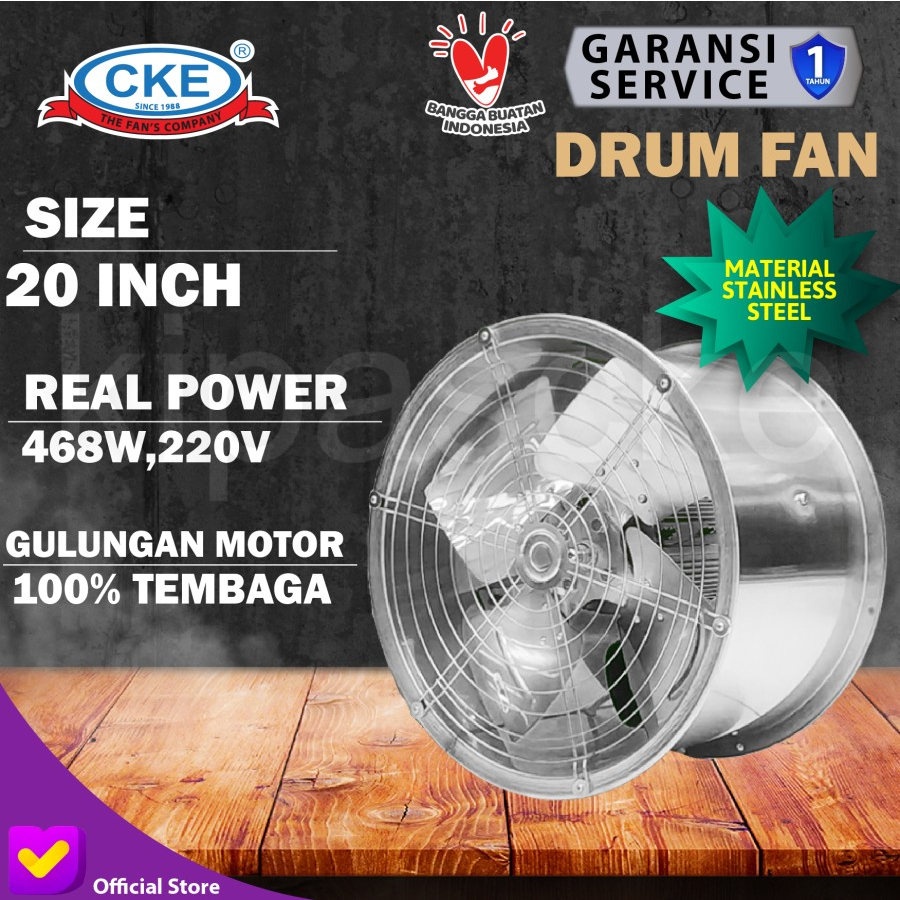 Drum Fan Stainless Steel CKE 20" DF-SS-20/1-NB Kipas Drum Exhaust Fan