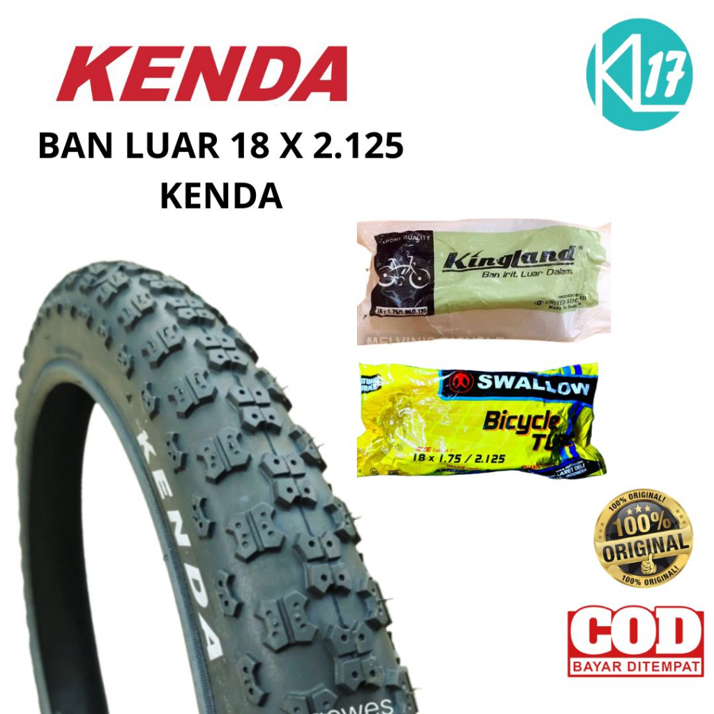 KENDA Ban Luar 18 x 2.125 Ban Luar Sepeda 18 BMX