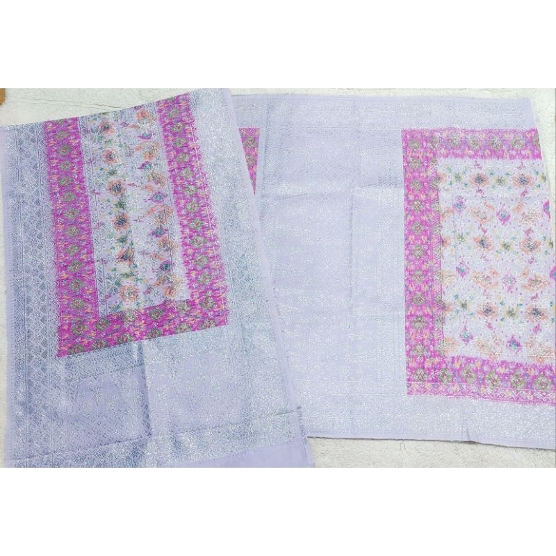 Songket 3 negeri ori benang Silver ori nuansa Lilac