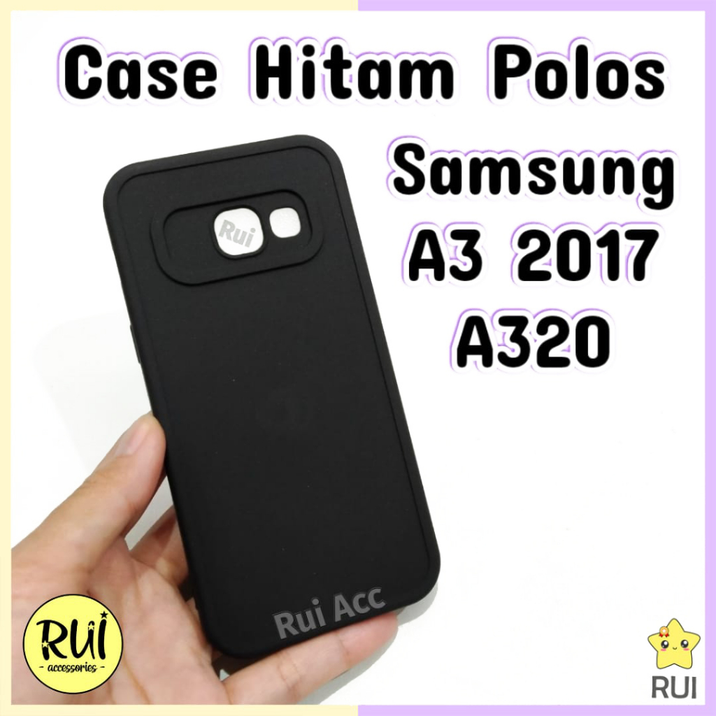 Case Hitam Samsung A3 2017 Black Matte Softcase Polos Slim Silikon HP