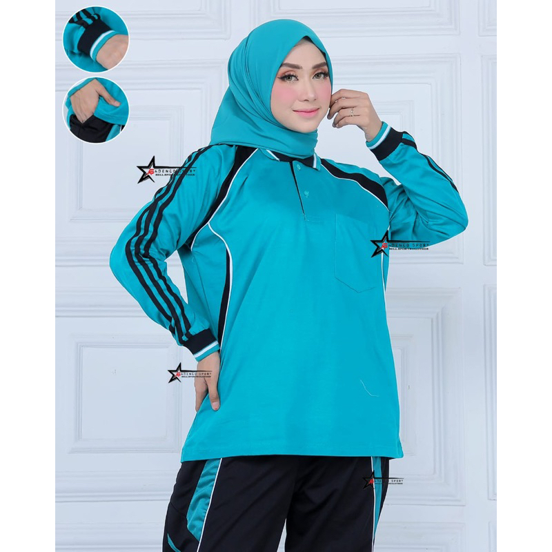 Kaos kerah / Kaos wangky pakai saku / atasan baju olahraga lengan panjang / seragam olahraga