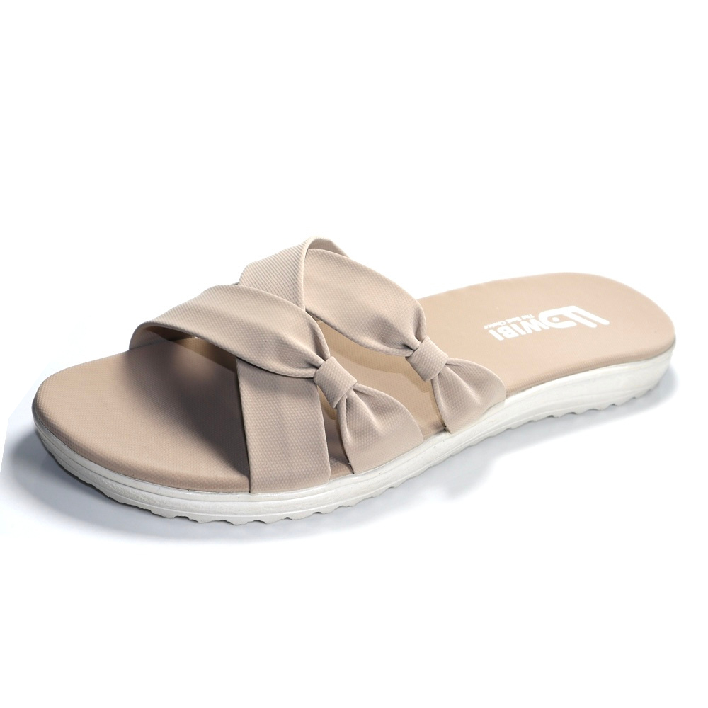 MOJAVA x WIBI Sandal Casual Selop Pita Wanita Kekinian Wibi W03-02 Cream