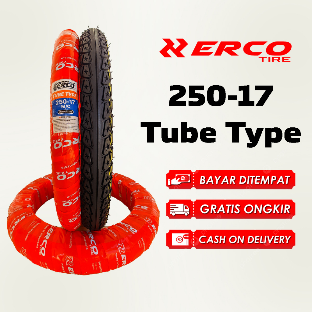 ERCO TIRE Ban Luar Motor Ring 17 Ukuran 250-17 Tube Type Supra, Jupiter, Shogun, Astrea