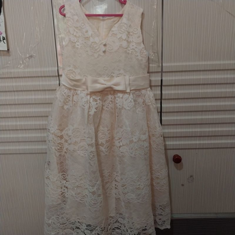 Preloved Dreas Brokat Anak untuk Pesta warna kuning muda