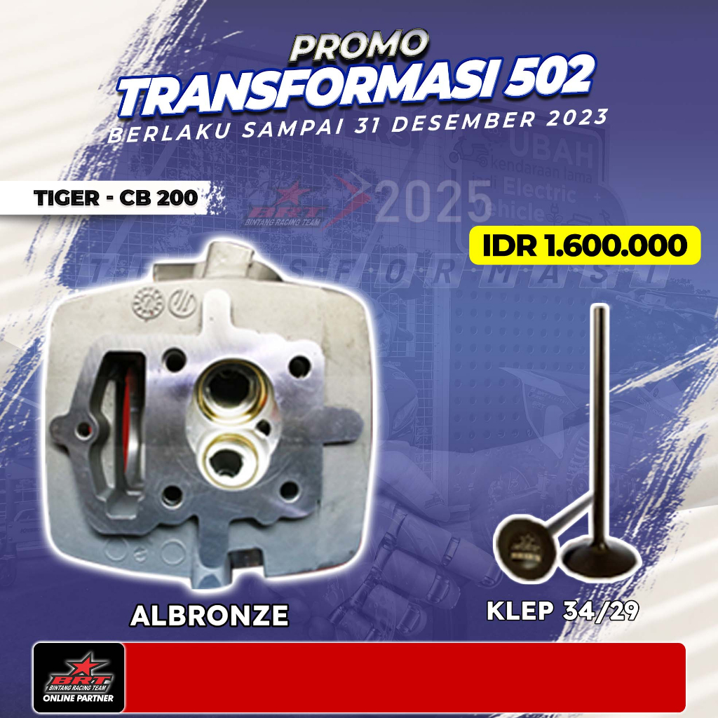 Promo 502 BRT - Head Honda Tiger / CB 200 Klep 34 29