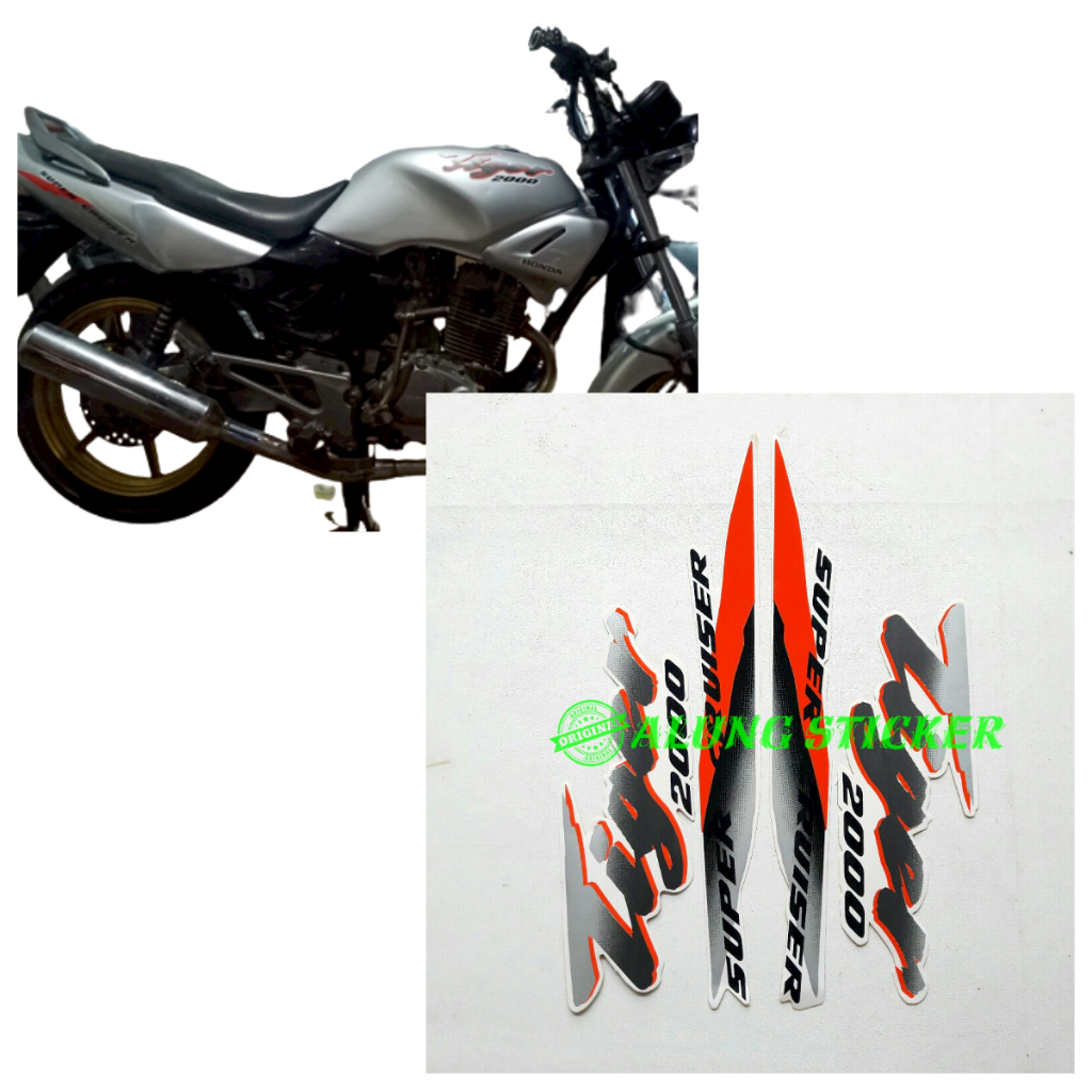 STIKER STRIPING TIGER 2000 PUTIH-ORANGE STANDAR