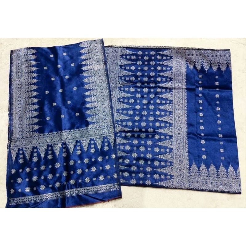 Ready songket motif Cantik Manis biru navy