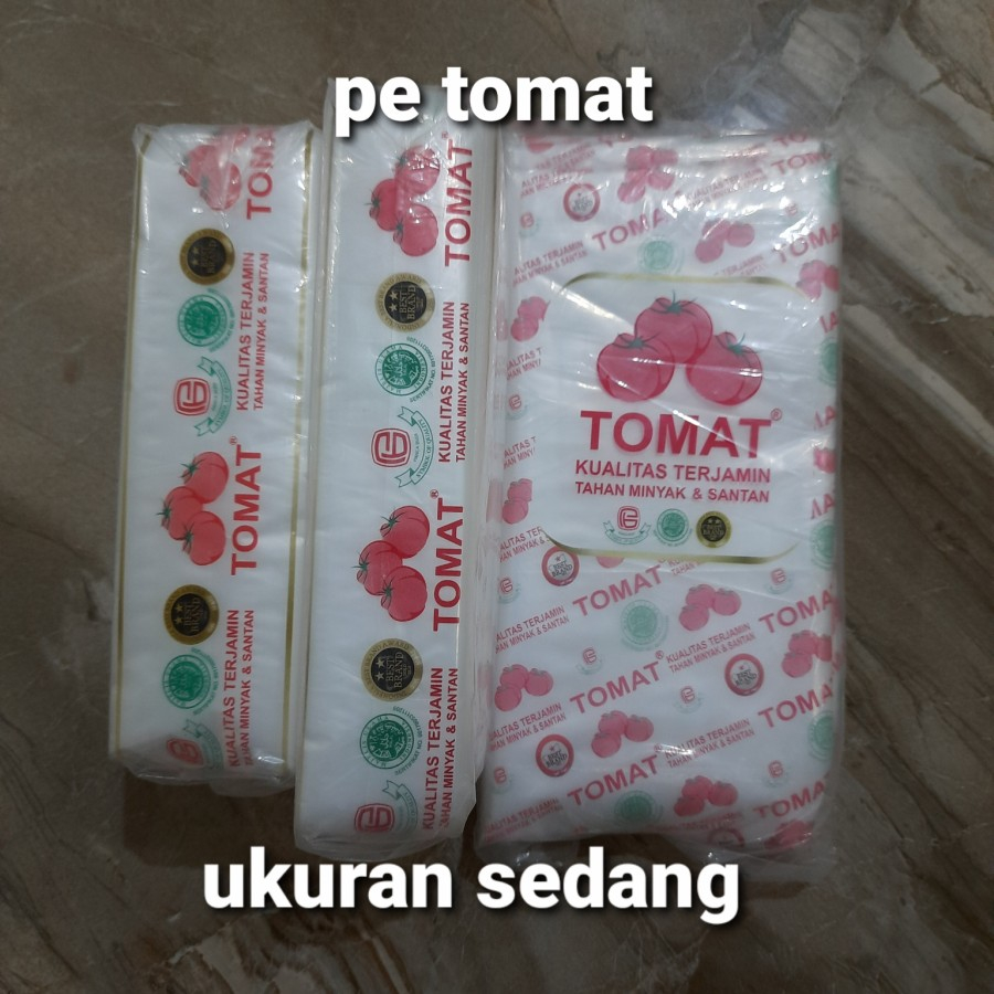 plastik es/PE TOMAT uk.sedang 7x20,8x20,8x25,9x20,9x25 (per pak) 250gr