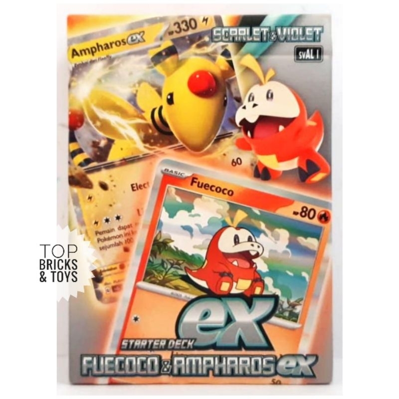 TCG Kartu Pokemon Indonesia, Scarlet & Violet Starter Deck ex Fuecoco & Ampharos ex (Original)