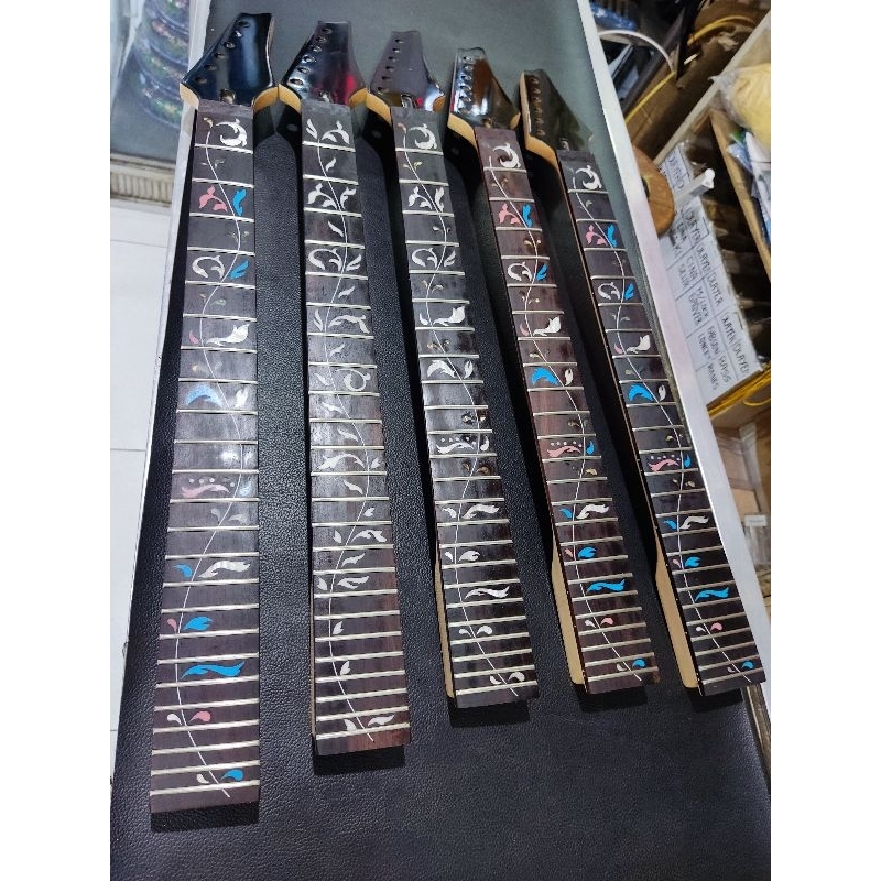 Neck Gitar Listrik model Ibanez inlay Flower