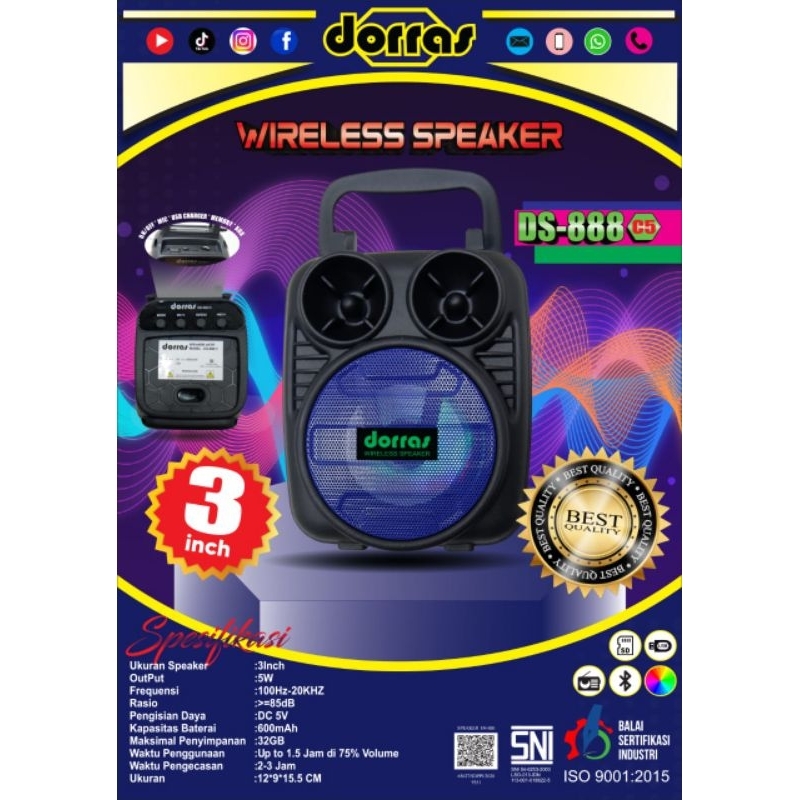 Speaker Bluetooth DORRAS DS888 3INCH