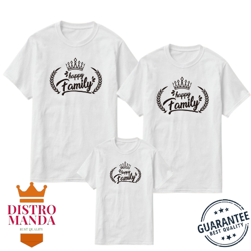 Kaos couple keluarga motif happy family dengan mahkota / kaos couple family / kaos couple diasto