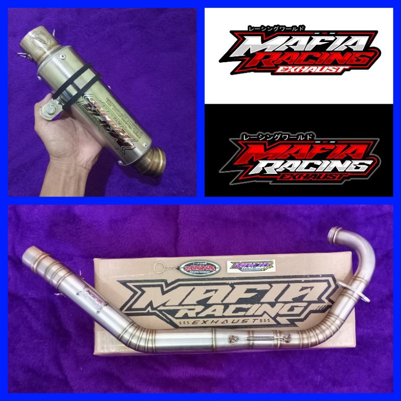knalpot original MAFIA racing exhaust PNP satria Fu karbu wajib UB full set, silincer model gp slim 