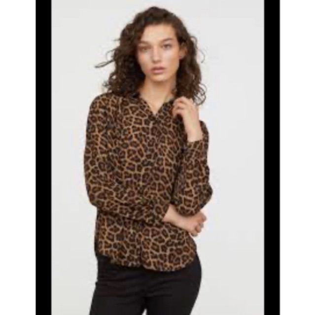 h&m animal print blouse / masih baru kemeja h&m leopard / HM animal print