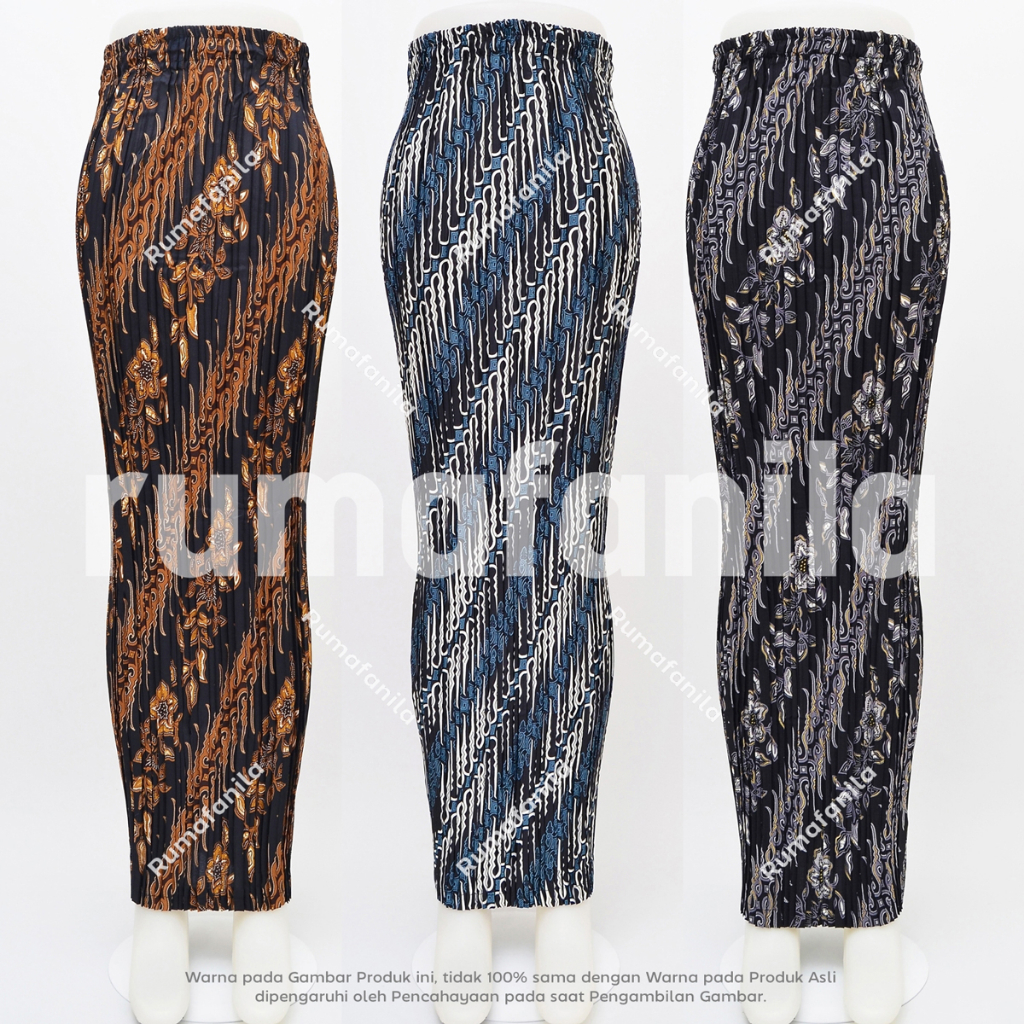 Rok Plisket Batik Premium Bawahan Kebaya Wisuda Modern Plisket Span Wiru Jumbo Pakaian Tradisional P