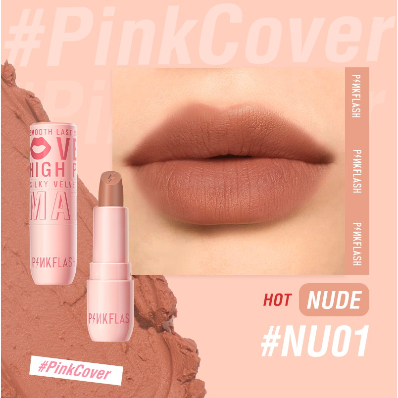 Lipstik Pinkflash NU01 Velvet Matte Lip Cream Tahan lama Terasa creamy 11 Shades