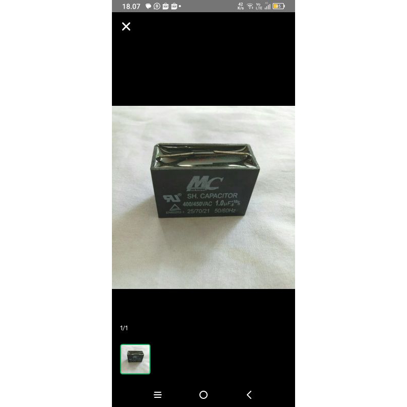 kapasitor fan MC 1.0 mikro/kapasitor 1 uf jarum
