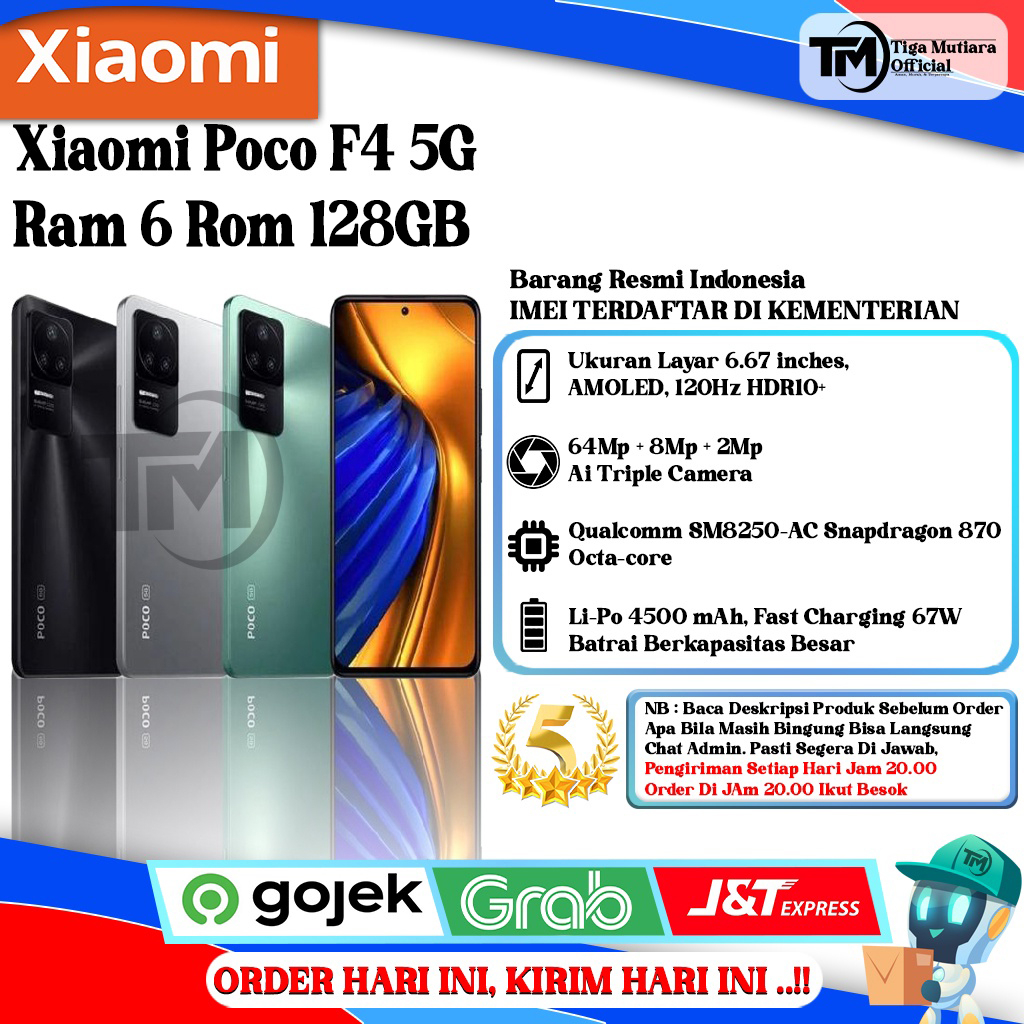 Xiaomi Poco F4 Ram 6GB | 8GB Rom 128GB | 256GB Segel Original &amp; Bergaransi Resmi