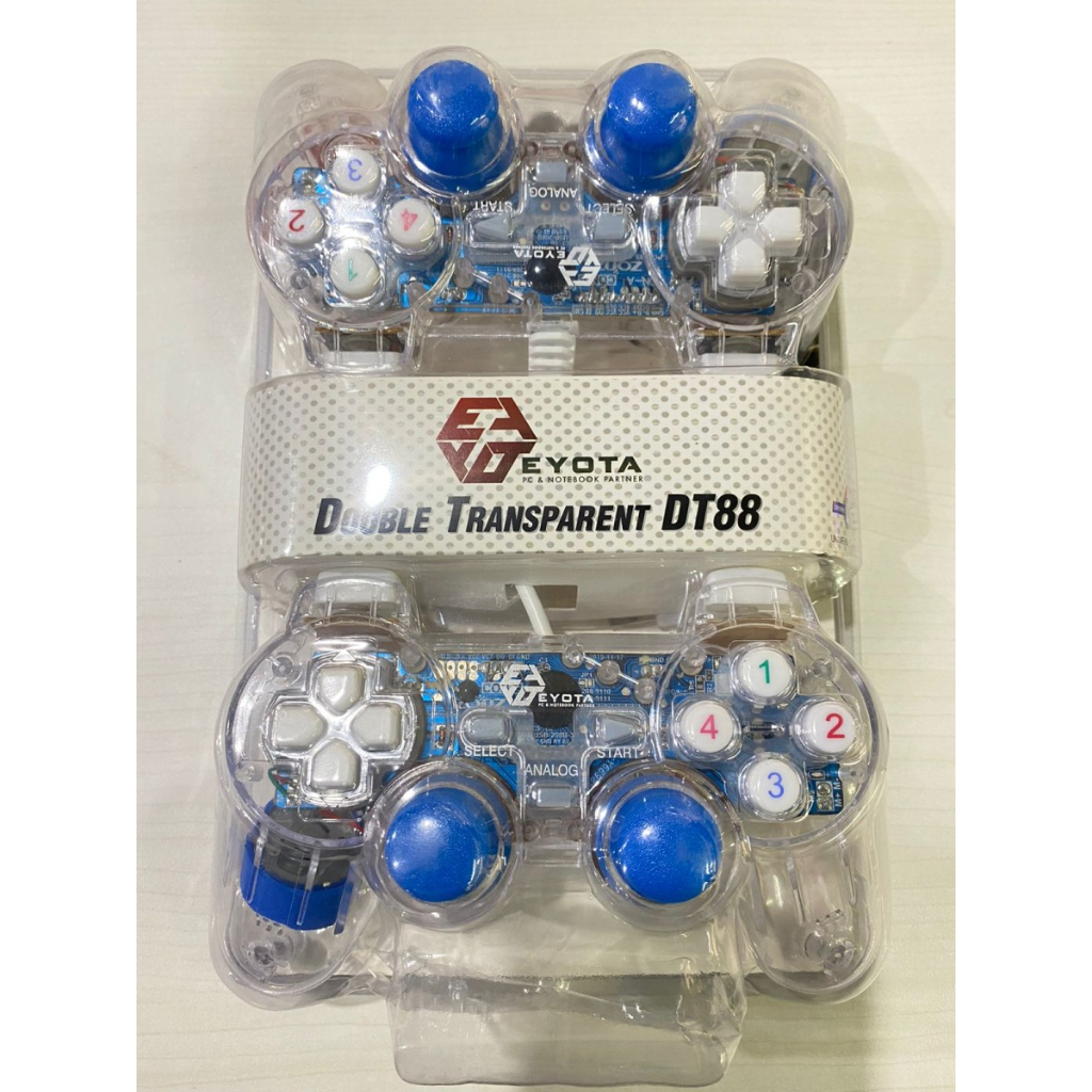 Stik PS PC JOYSTICK PC Laptop Gamepad Double Transparan Usb