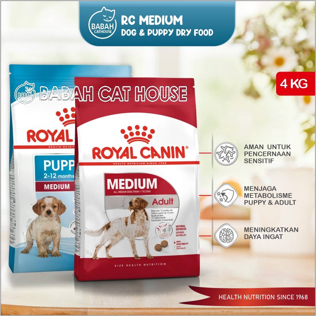 Royal Canin MEDIUM Adult & Puppy 4KG RC Dog Dry Food Makanan Anjing Anak Dewasa Kering 4 kg Untuk An