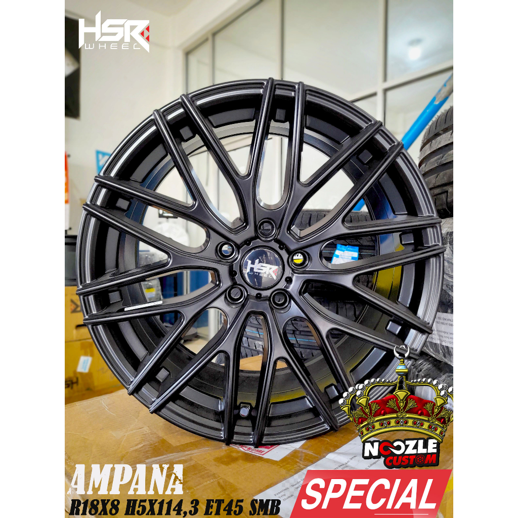 Velg Mobil Ring 18 Black Terbaru HSR R18 Type Ampana Pelek Racing Baut 5 Terbaru