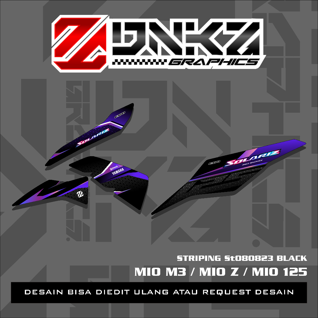 Stiker Mio M3/Z Decal Striping Standar Mio M3/Z Premium Solariz ST080823 BLACK DNKZ