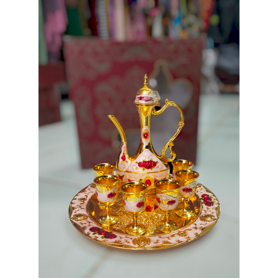 TEKO ARAB ALADIN SET 8 GOLD TEKO+PIRING+CANGKIR TEH