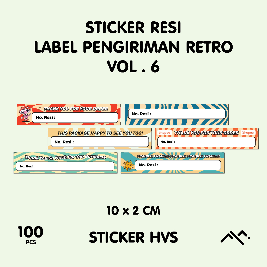 

[100 PCS] Sticker Resi Retro | Sticker Resi Pengiriman Shopee | Label Pengriman Vol. 6