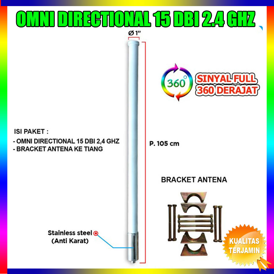 Antena Wifi Outdoor 2,4 GHz Omni Directional 15 dBi Bukan Hyperlink