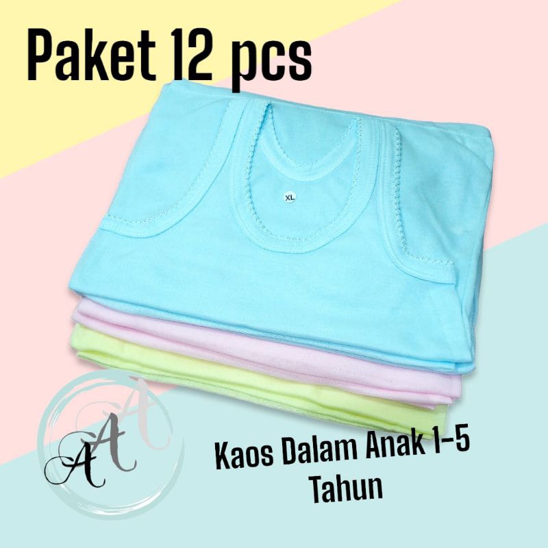 12 PCS KAOS DALAM ANAK PEREMPUAN / SINGLET ANAK 1-5 TAHUN