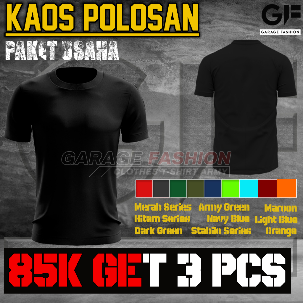 Baju Polos / Baju Dryfit Polos / Paket Usaha 85K 3 PCS / Bahan Dryfit / Kaos Jersey Polos / COD
