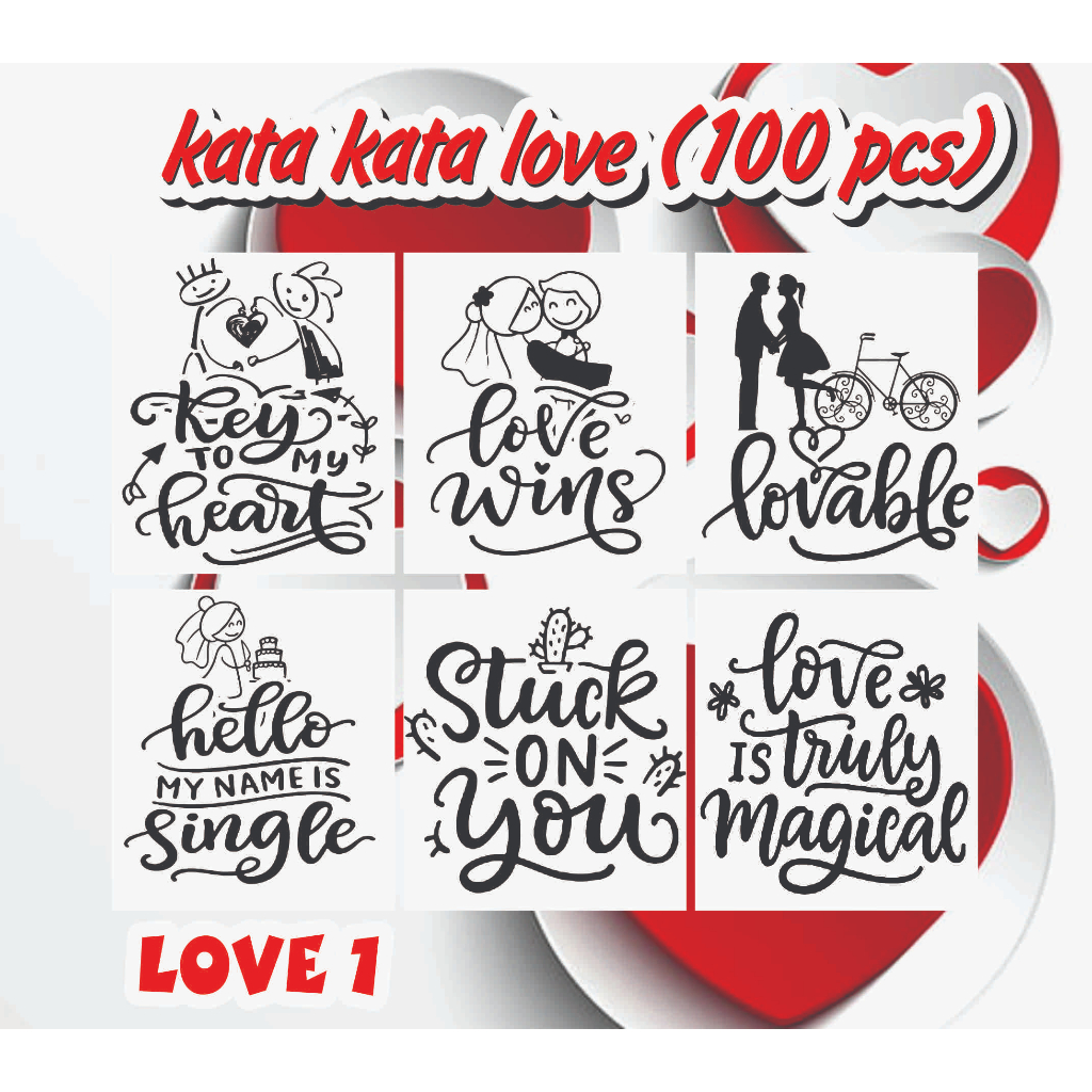 

stiker kata kata LOVE 100 pcs