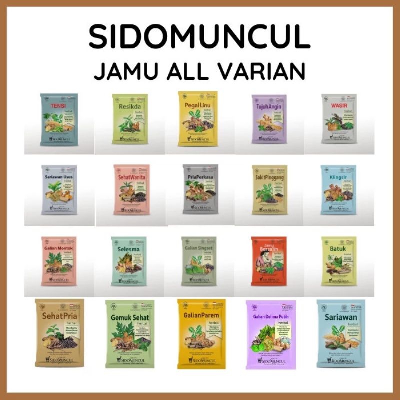 

Jamu Sidomuncul pegal linu, batuk, saiawan, wasir, sehat wanita, sehat pria,dll