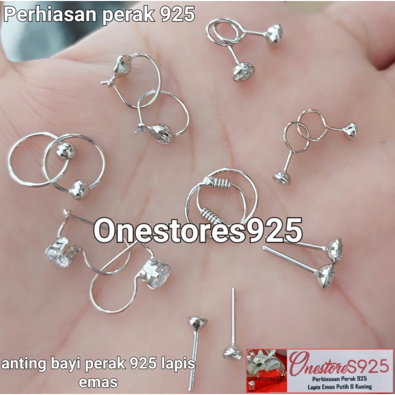 ANTING BAYI MODEL MODEL PERAK 925 ASLI LAPIS EMAS PUTIH