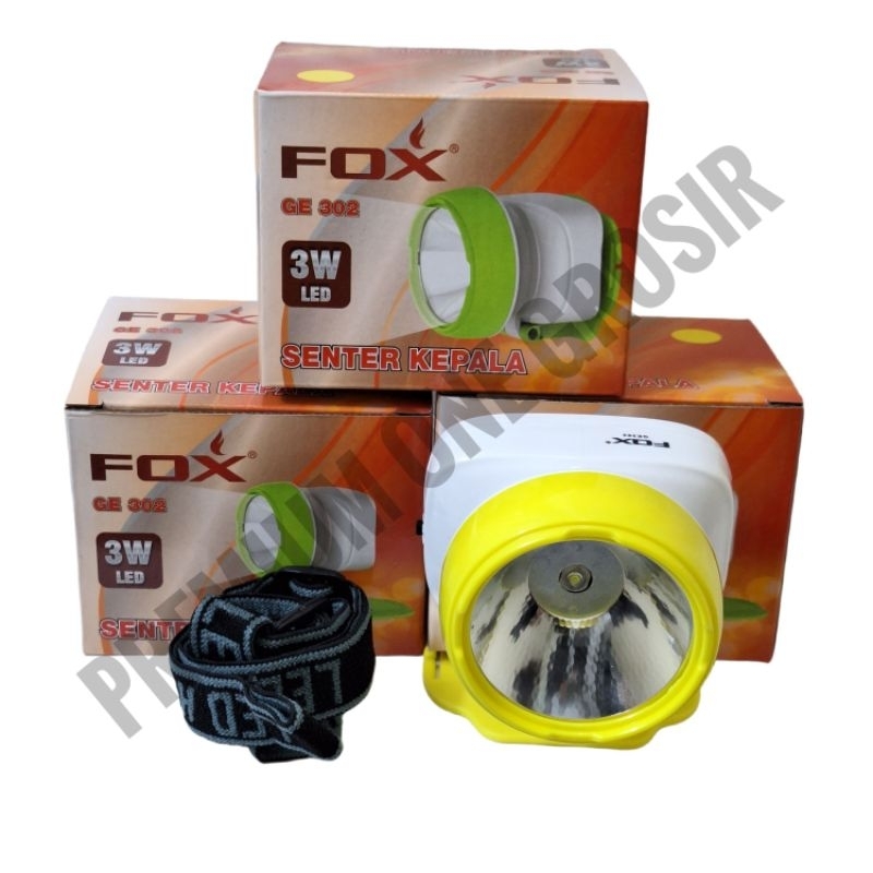 Senter Kepala FOX  GE 302 3W LED / Senter / Senter kepala Batu / Senter Kepala Baterai