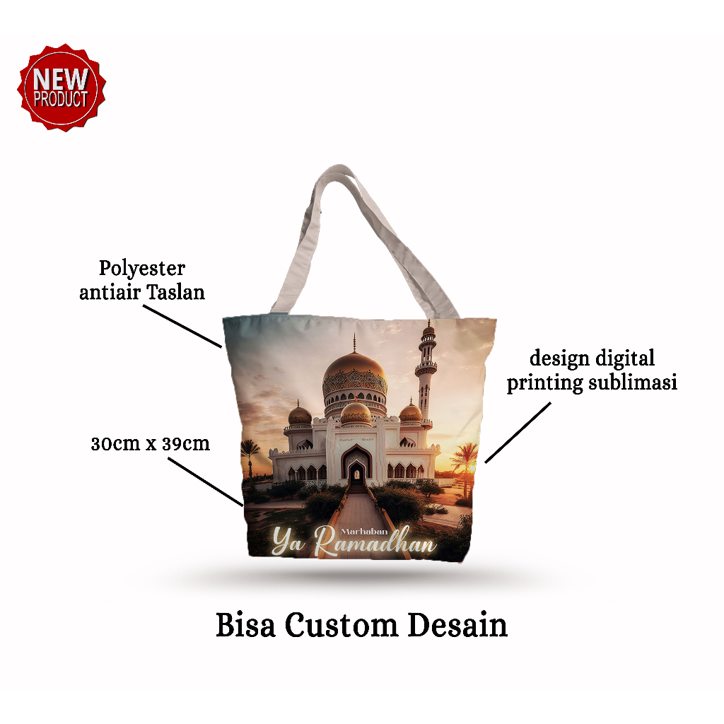 Totebag Tali Kain Taslan Antiair Tas Custom  Souvenir Oleh-oleh Haji Umroh